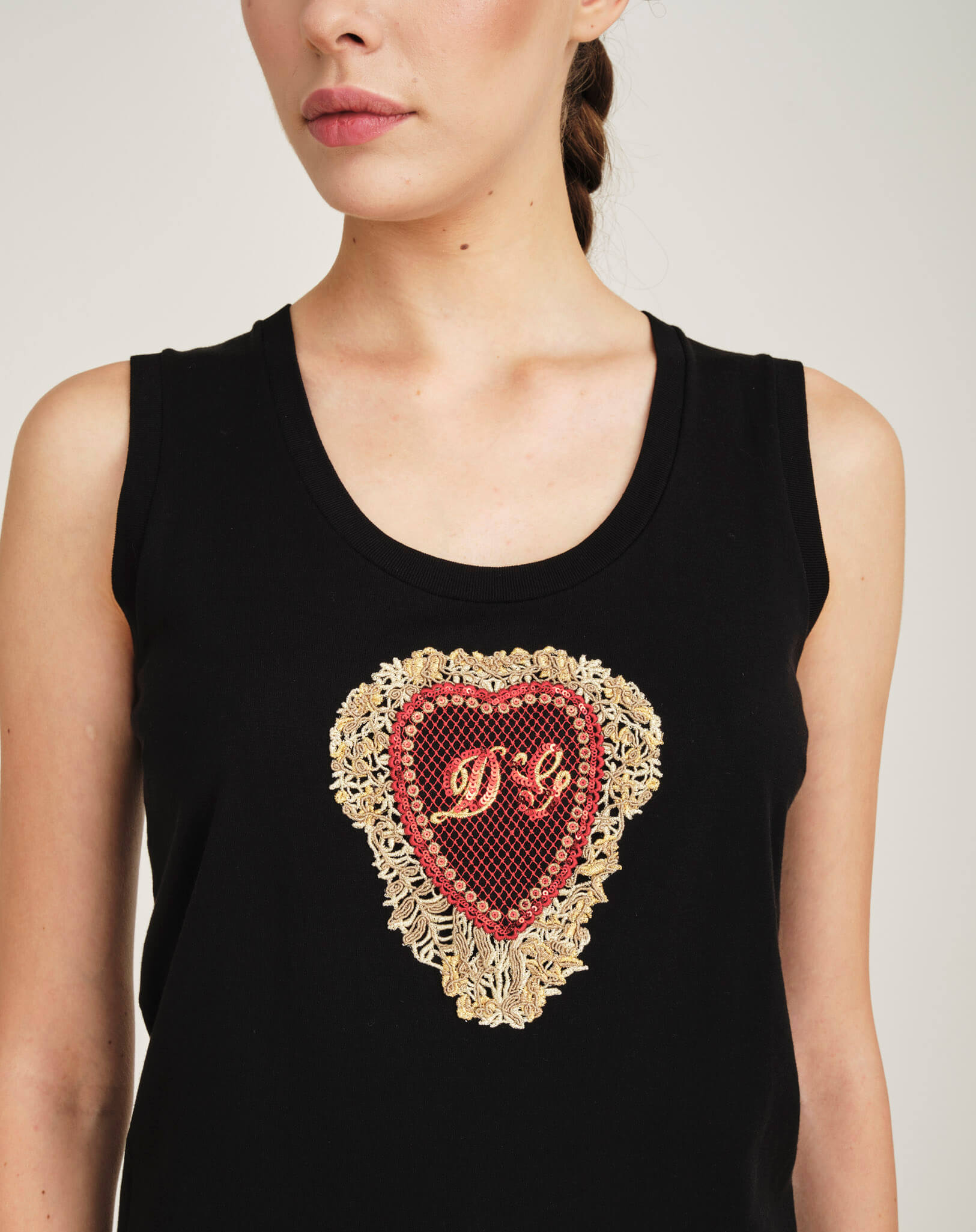 Dolce&Gabbana - Black Heart Sequin Sleeveless IT42